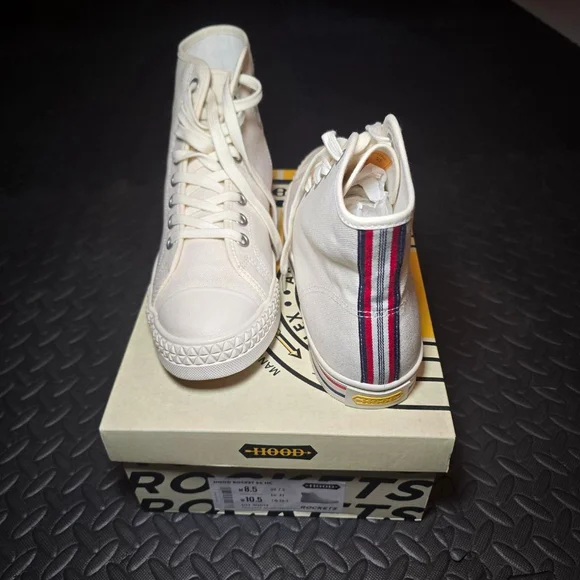 Unisex Hood High Top Canvas Sneakers White/Tan Size 8.5 - Picture 4 of 7